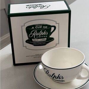 Polo by Ralph Lauren Cream and Green Coffee Cup Set